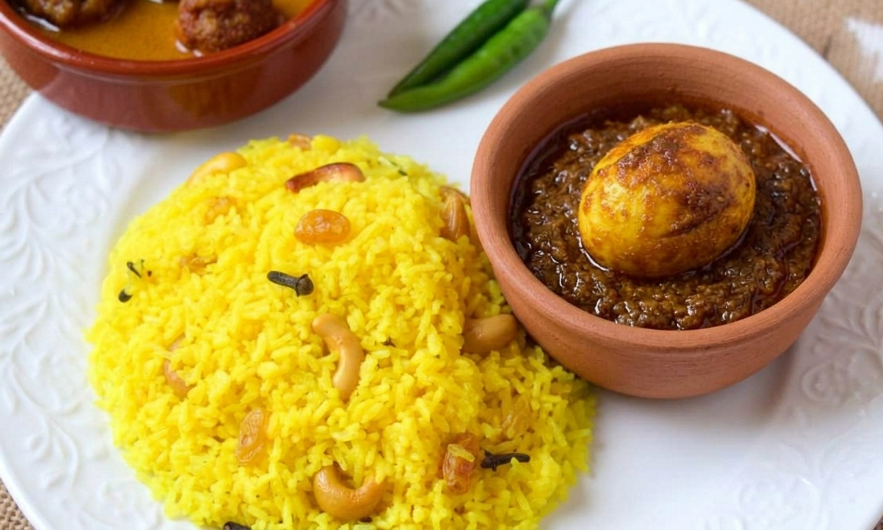 Basanti Pulao Dim Kosha