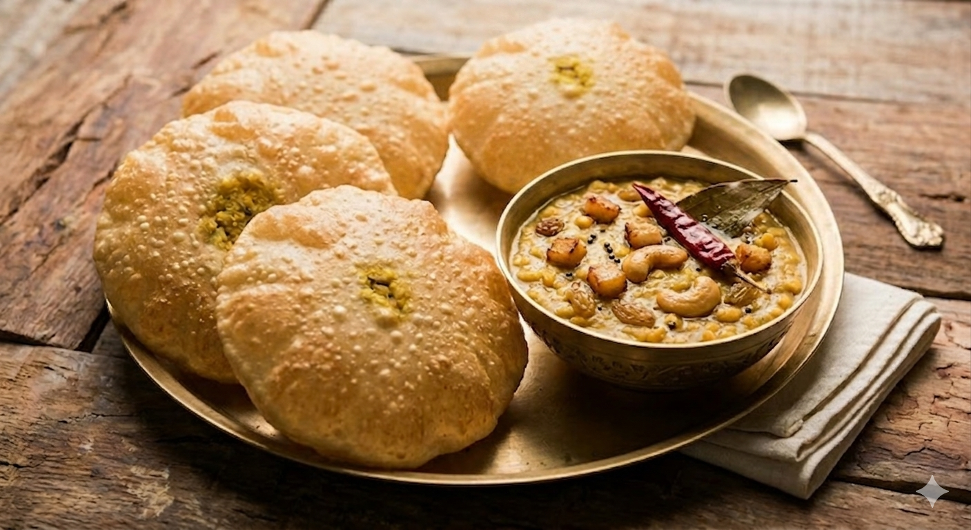 Dal Puri With Cholar Dal