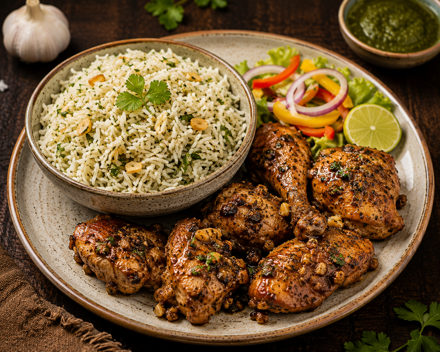 Herb Rice With Garlic Chicken Combo