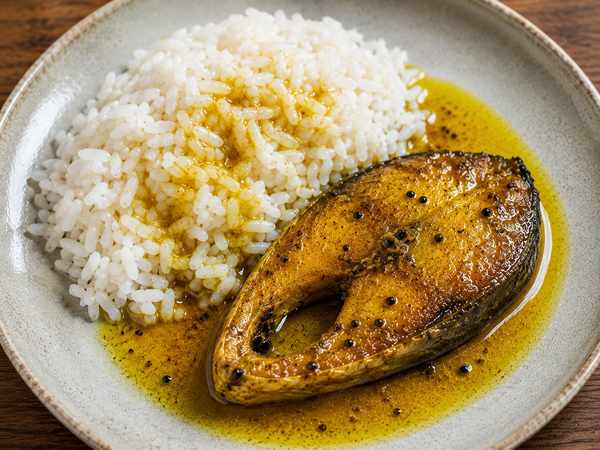 Ilish Maach Bhaja with Tel & Rice
