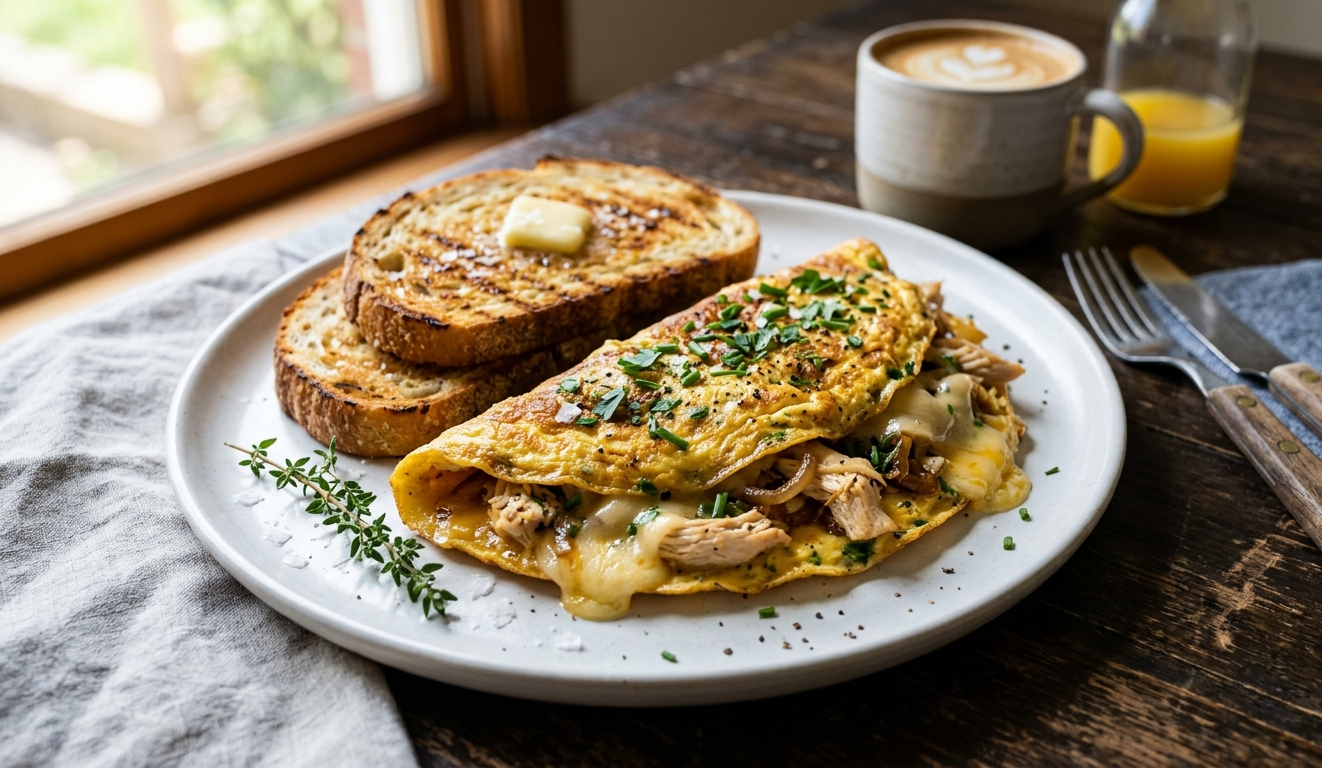 Chicken Omlette With Toast